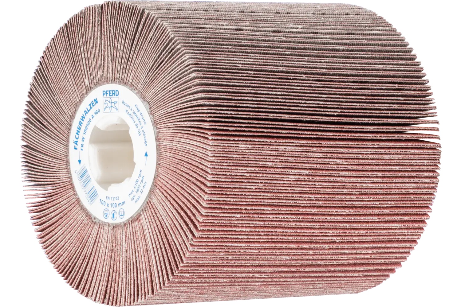 Picture of Pferd Flap Drum, 4" x 4, 3/4" Keyed Arbor, 180 Grit, Aluminum oxide